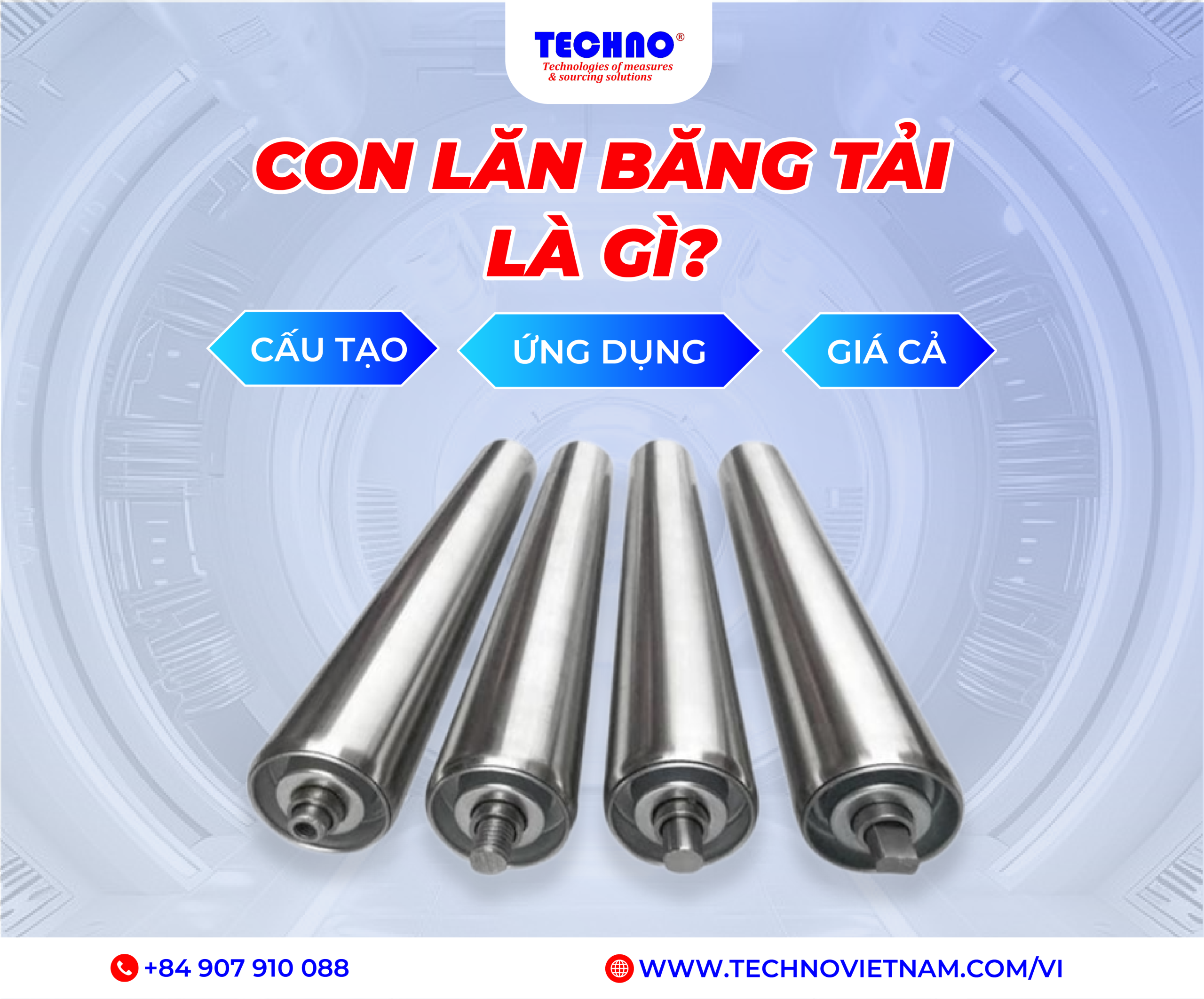 Con lăn băng tải là gì? Cấu tạo, Ứng dụng, Giá cả