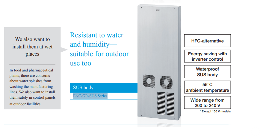 Thiết bị làm mát tủ điện ngoài trời Apiste ENC-GR-SUS series