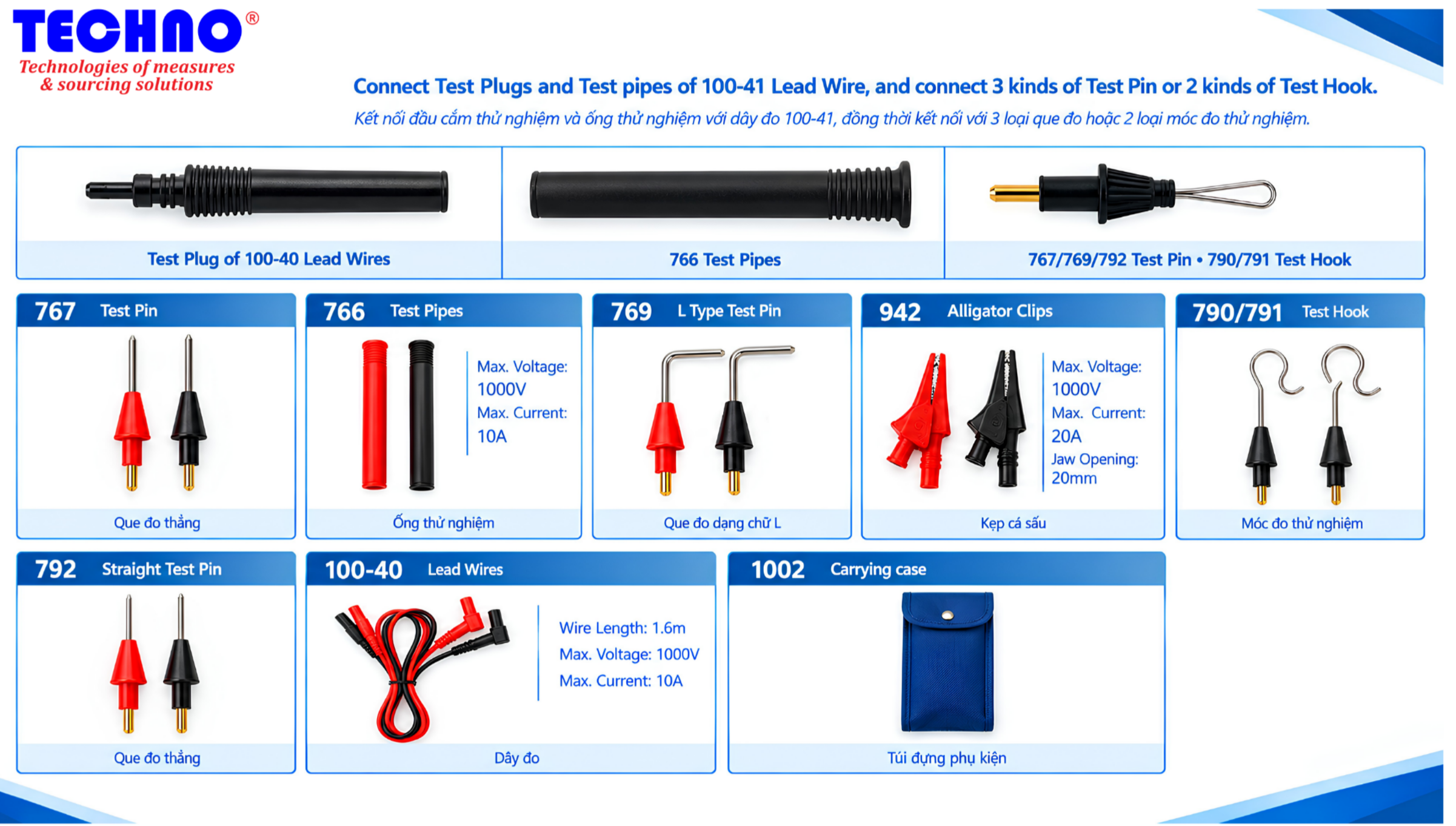 Bộ dây đo KAISE 100-41-TN (Test Lead Kit)